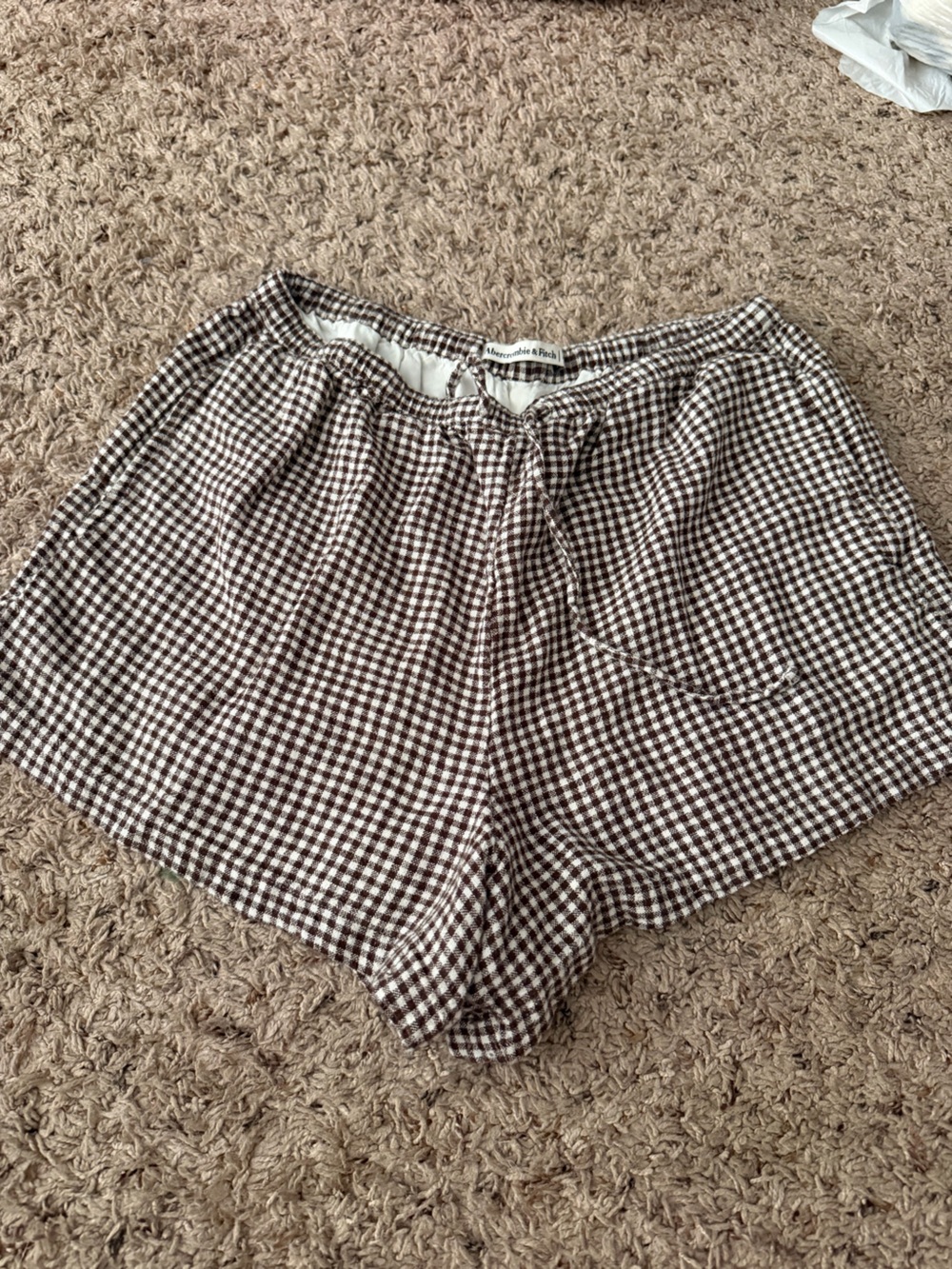 Abercrombie & Fitch Brown and White Gingham Women’s Shorts
